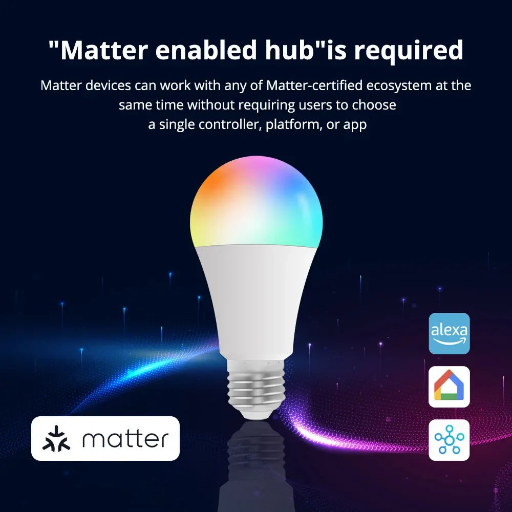 Zemismart Matter WiFi 9W LED Light Bulb E27 RGBCW - SyncYourHome