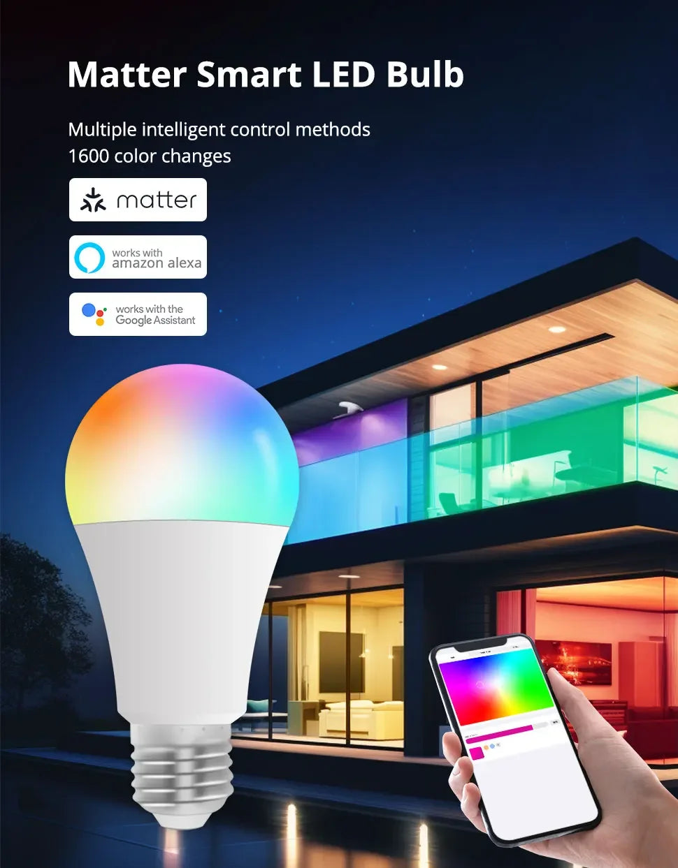 Zemismart Matter WiFi 9W LED Light Bulb E27 RGBCW - SyncYourHome