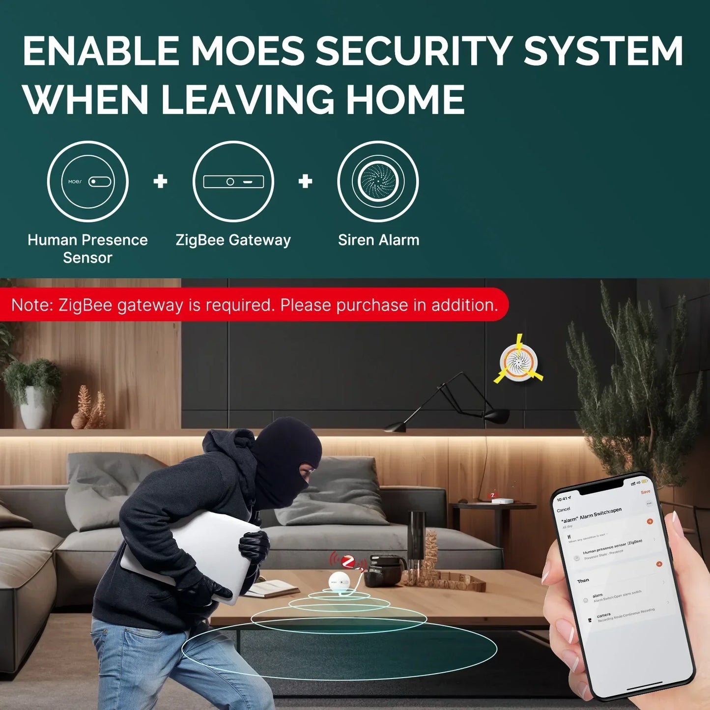 MOES ZigBee Human Presence Sensor Detector (Linptech) - SyncYourHome | Enable Moes Security System When Leaving Home