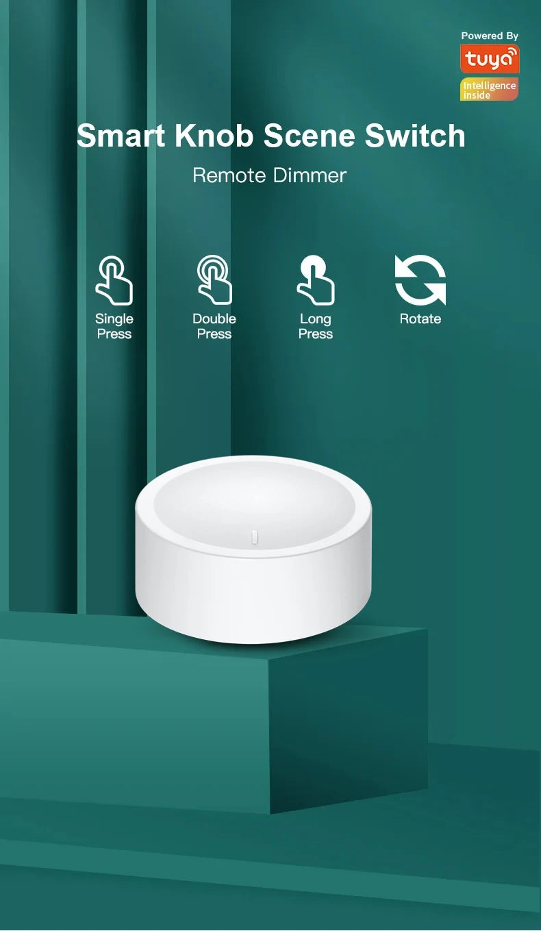 Tuya Zigbee Scene Switch Dimmer Button Knob Controller |Remote Dimmer | Works with Tuya Smart Life, Home Assistant, Hubitat, Smart Things | SyncYourHome
