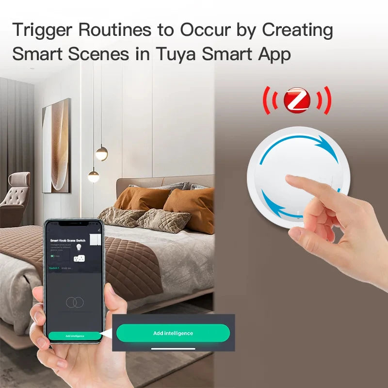 Tuya Zigbee Scene Switch Dimmer Button Knob Controller | Trigger Routines | Works with Tuya Smart Life, Home Assistant, Hubitat, Smart Things | SyncYourHome