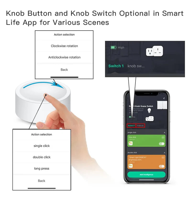 Tuya Zigbee Scene Switch Dimmer Button Knob Controller | Smart Life | Works with Tuya Smart Life, Home Assistant, Hubitat, Smart Things | SyncYourHome