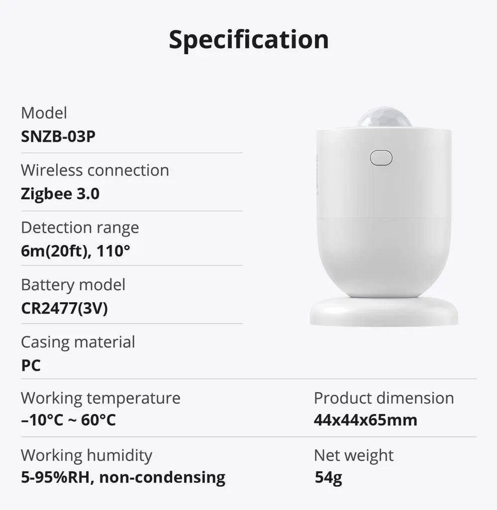 SONOFF SNZB-03P Zigbee Motion Sensor - SyncYourHome