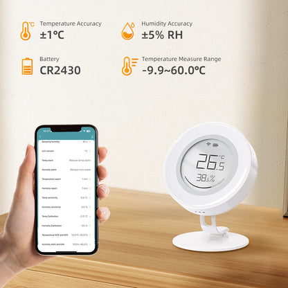 AVATTO Tuya ZigBee Smart Temperature And Humidity Sensor With E-ink Screen (ZWHS16) | High Accuracy | Works with Tuya Smart Life, Home Assistant, Hubitat, Smart Things