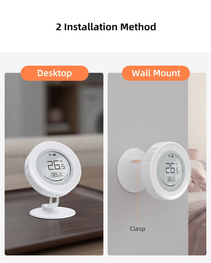 AVATTO Tuya ZigBee Smart Temperature And Humidity Sensor With E-ink Screen (ZWHS16) | Desktop or Wall Mounting | Works with Tuya Smart Life, Home Assistant, Hubitat, Smart Things