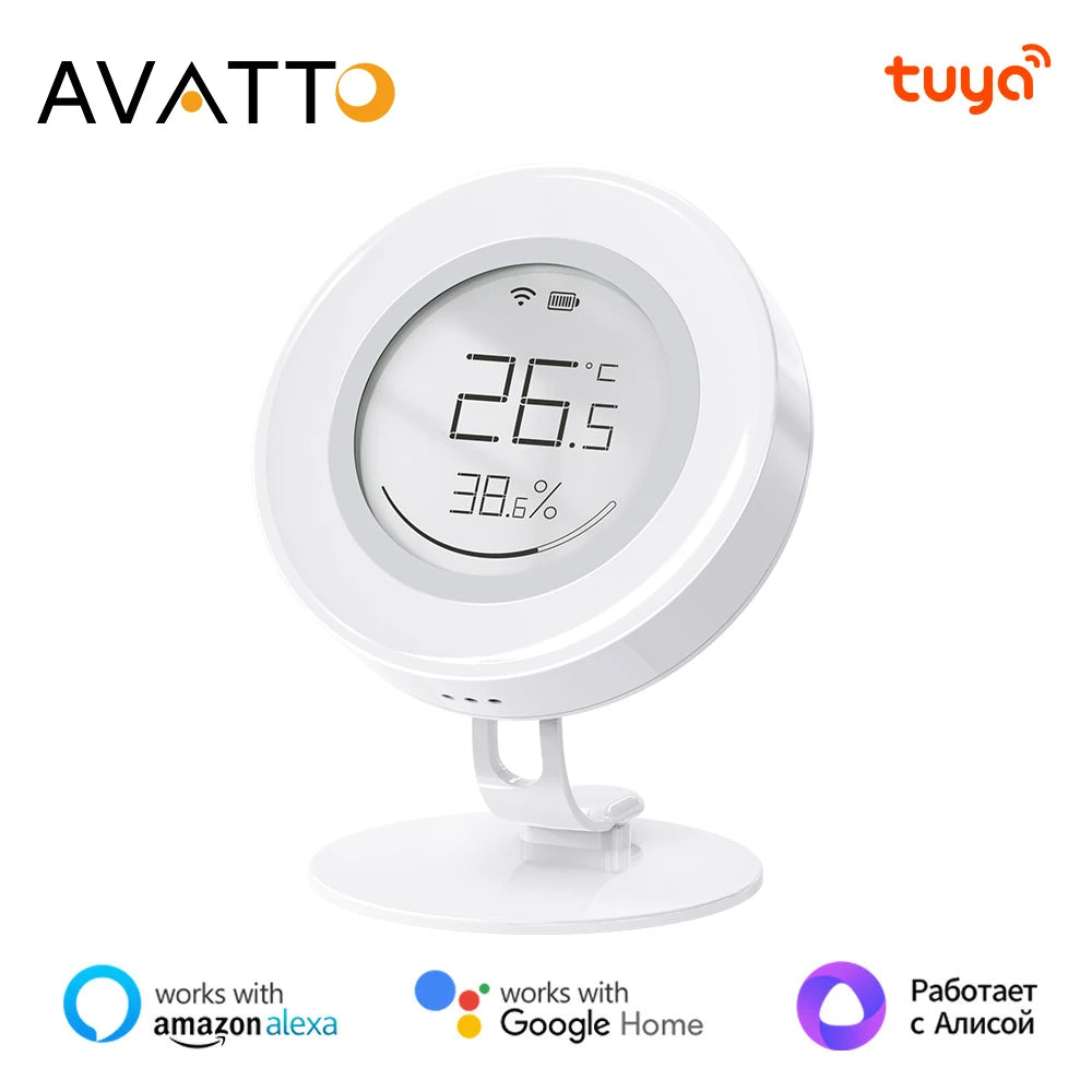 AVATTO Tuya ZigBee Smart Temperature And Humidity Sensor With E-ink Screen (ZWHS16) | Works with Tuya Smart Life, Home Assistant, Hubitat, Smart Things