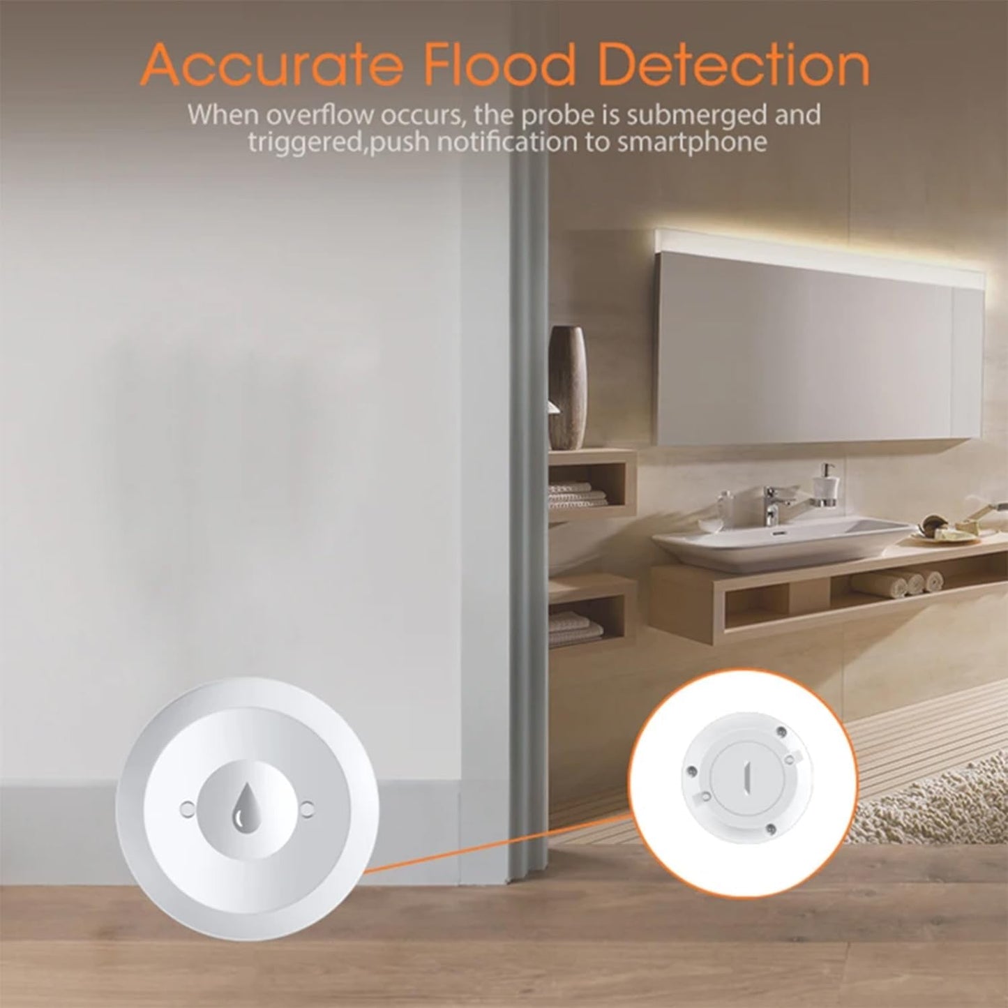 Haozee Water Leak Detector,Zigbee Water Detector Sensor for Home, Water Alarm Battery Operated,Zigbee Hub Required,Support Home Assiatant,Zigbee2MQTT