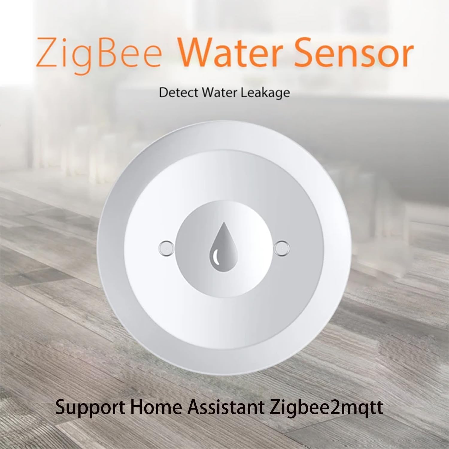 Haozee Water Leak Detector,Zigbee Water Detector Sensor for Home, Water Alarm Battery Operated,Zigbee Hub Required,Support Home Assiatant,Zigbee2MQTT