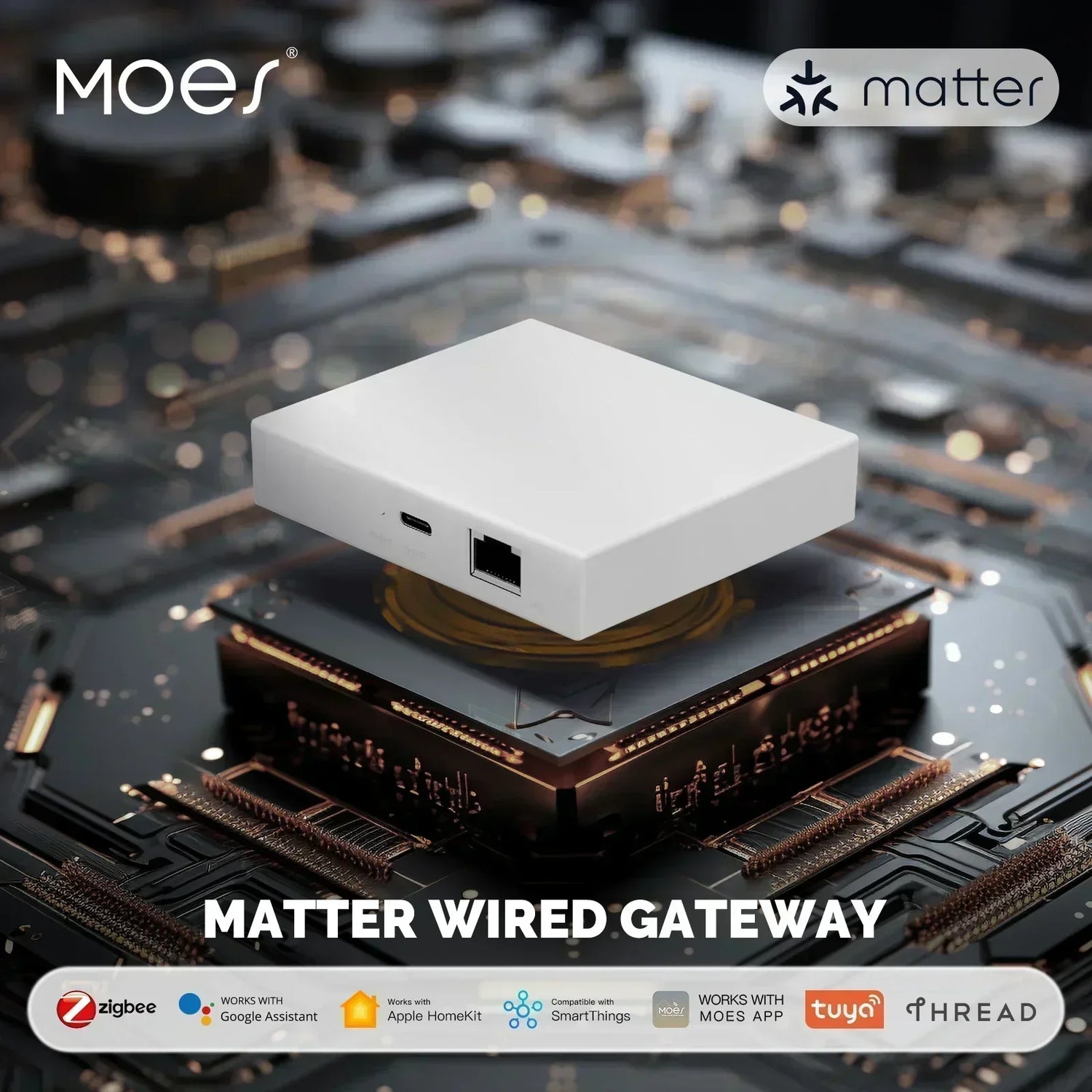 Moes Tuya Zigbee Mater Thread Gateway | Works with Google Home, Amazon Alexa, Apple Home, Home Assistant, Smart Things, Hubitat, Homey |