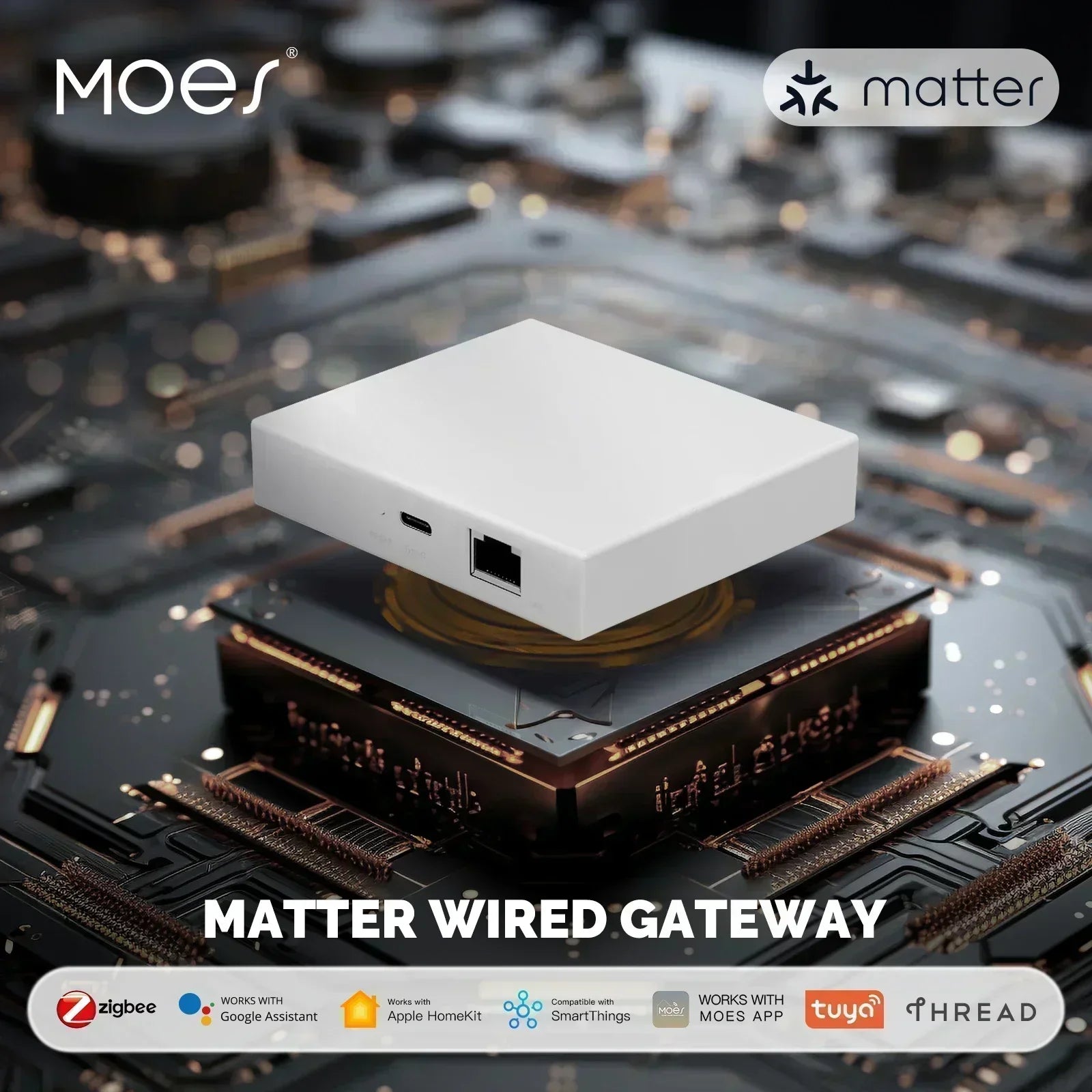Moes Tuya Zigbee Mater Thread Gateway | Works with Google Home, Amazon Alexa, Apple Home, Home Assistant, Smart Things, Hubitat, Homey |