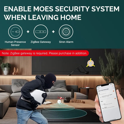 MOES ZigBee Human Presence Sensor Detector (Linptech) - SyncYourHome | Enable Moes Security System When Leaving Home