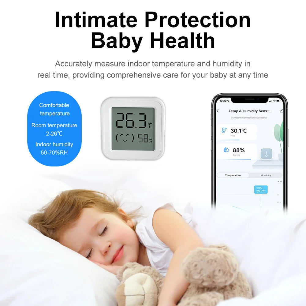 Tuya Smart Zigbee Temperature and Humidity Sensor LCD Display | Intimate Protection Baby Health | Works with Tuya Smart Life, Home Assistant, Hubitat, Smart Things