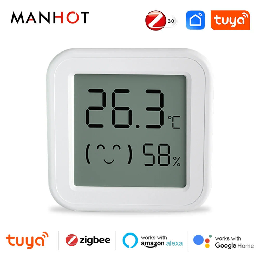Tuya Smart Zigbee Temperature and Humidity Sensor LCD Display | Works with Tuya Smart Life, Home Assistant, Hubitat, Smart Things