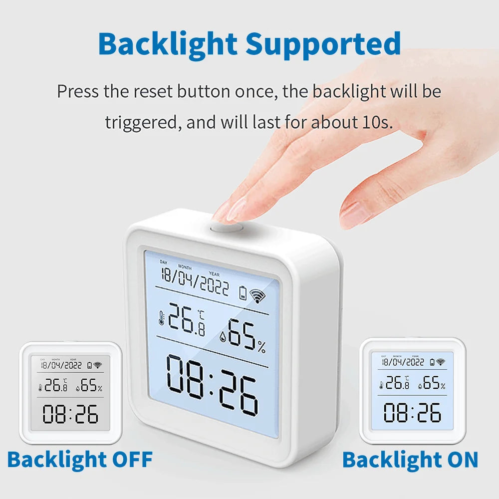 Tuya Zigbee Temperature Humidity Sensor LED Blacklight Screen | Backlight Supported