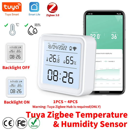 Tuya Zigbee Temperature Humidity Sensor LED Blacklight Screen | SyncYourHome